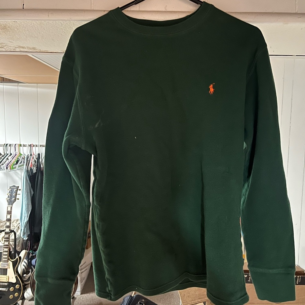 Polo Ralph Lauren Green Shirt with Orange Trim